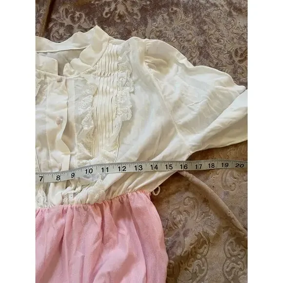 Vintage Victorian style‎ midi long sleeve dress with pink bottom size small - Picture 6 of 6